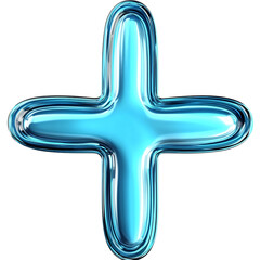 Fototapeta premium Shiny blue plus symbol reflects light beautifully a vibrant polished chrome finish. AI Generated