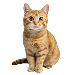 Obraz premium Adorable Ginger Kitten Sitting Studio Shot Orange Tabby Cat Pet Portrait