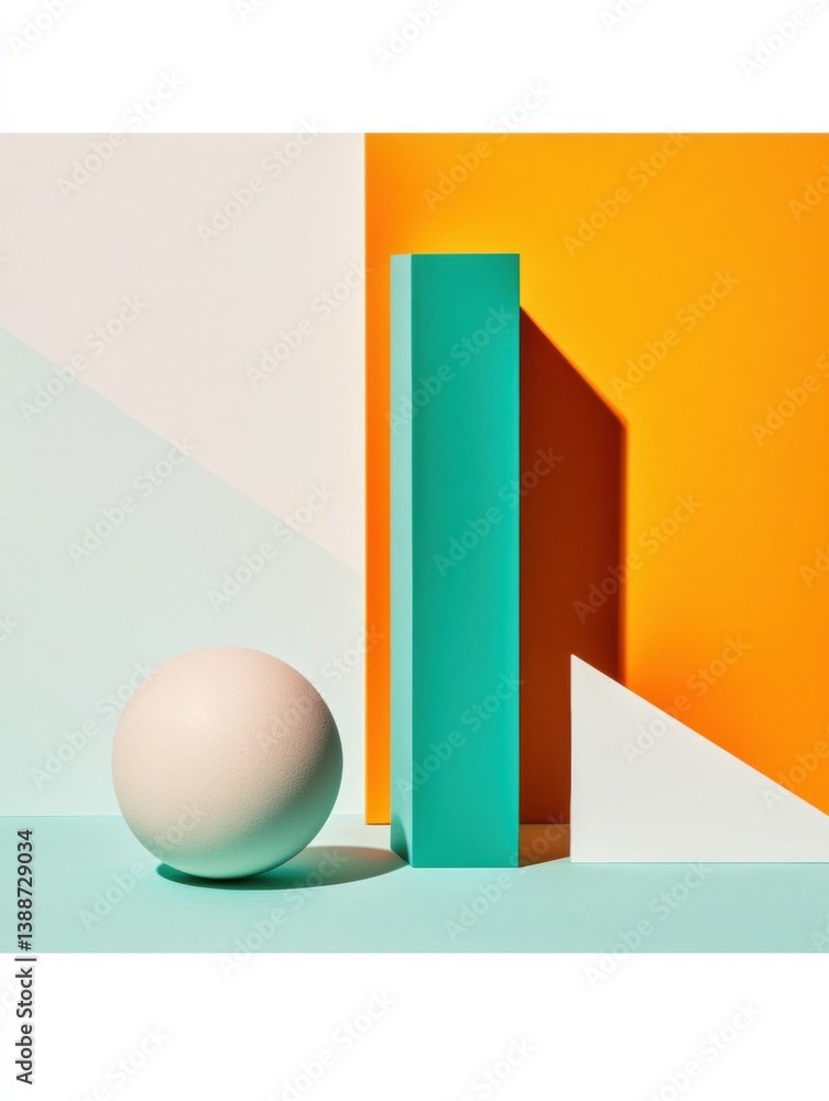 Poster Minimalist Financial Strategy Visual Bold Geometric Investment Visualization with Vibrant Color Block Design for Modern Business Analytics