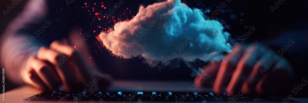 Fototapete Immersive Cloud Computing AI-Driven Digital Transformation with Holographic Networking, Innovative Tech Solutions for Next-Generation Business Intelligence