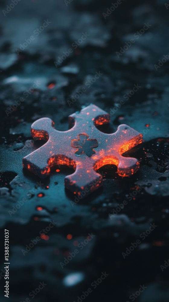 Aufkleber Molten Innovation Adaptive Puzzle Piece Visualization - Cutting-Edge Problem-Solving Metaphor for Digital Transformation and Strategic Integration