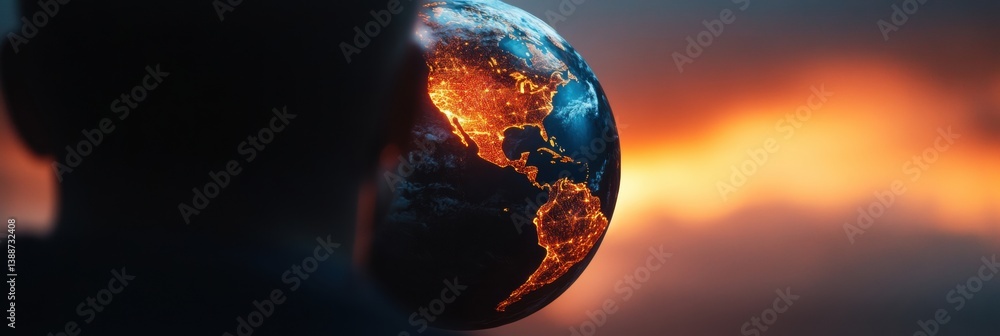 Poster Metaverse Geopolitical Insights Cinematic Global Connectivity Visualization with Luminescent Earth Mapping - Strategic Intelligence for Digital Transformation Era