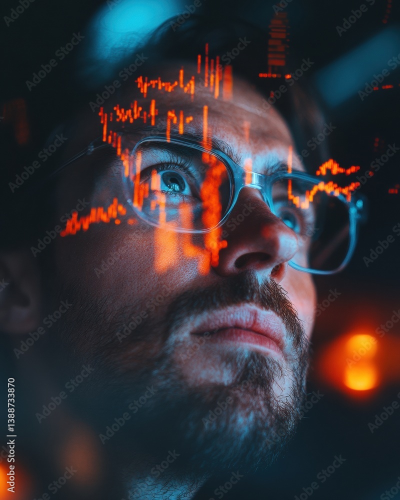 Poster Immersive AI-Driven Financial Analytics Futuristic Data Visualization Transforming Executive Decision-Making with Cyberpunk-Inspired Technological Insight