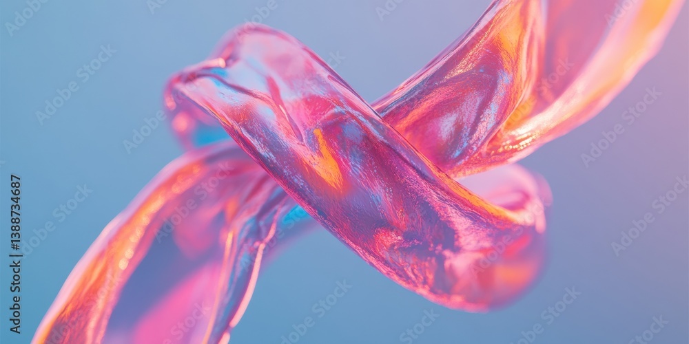 Aufkleber Holographic Fluid Dynamics Iridescent Translucent Ribbon Visualization in Ethereal - Innovative Medical Awareness and Brand Communication Design