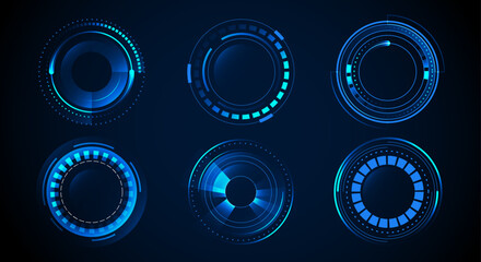 Set of abstract futuristic technology circle. Technology background design. vector