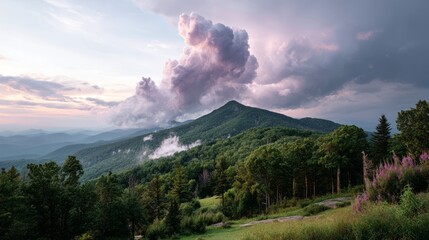 Obraz premium Generic Appalachian Peak Overview Storm Cloud Pastel