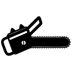 Electric Chainsaw Vector Illustration Black Silhouette Style Isolated on Clear Background for Print, Web, and Digital Artwork