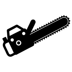 Realistic Electric Chainsaw Black Silhouette Vector on Transparent Background Ideal for Posters, Logos, and Design Projects