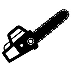 Realistic Electric Chainsaw Black Silhouette Vector on Transparent Background Ideal for Posters, Logos, and Design Projects