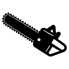 Realistic Electric Chainsaw Black Silhouette Vector on Transparent Background Ideal for Posters, Logos, and Design Projects