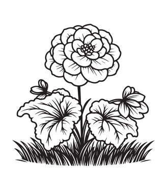 black and white flower drawing clip art preview