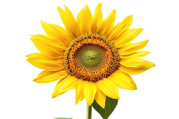 Obraz premium Vibrant yellow sunflower isolated on white background.