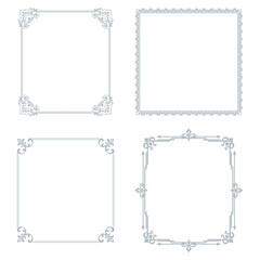 Set of decorative frames Elegant vector element for design in Eastern style, place for text. Floral gray and white borders. Lace illustration for invitations and greeting cards