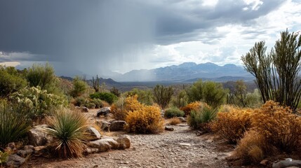 Generic Southwest Scene Overview Desert Shower Rain
