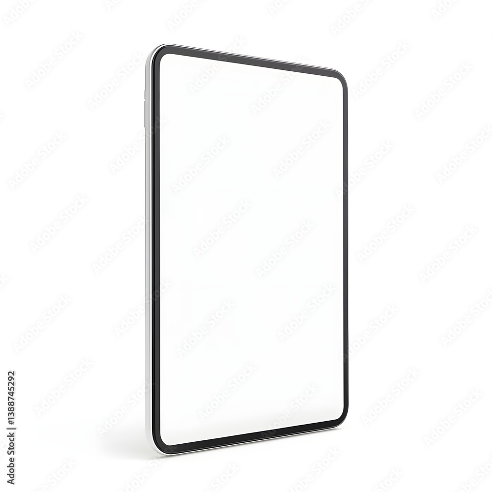 Poster A 3D rendered tablet display with a sleek minimalist design  long title A 3D render of a modern gray and white tablet device presented against a pure