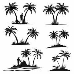 Fototapeta premium set of palm trees