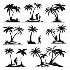 Fototapeta premium set of palm trees