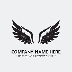 Obraz premium Wing illustration black and white for logo company vector image 