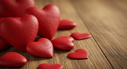 Obraz premium Rustic Red Hearts: A Love-Filled Moment AI Generated