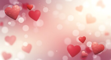 Obraz premium Romantic Red Hearts: Soft Bokeh Background AI Generated