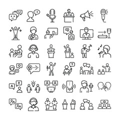 Vector set of hand-drawn doodle icons for web design, a business illustration collection Speaking Stroke Icon Bundle