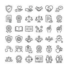 Vector set of hand-drawn doodle Trust Stroke business icons illustration