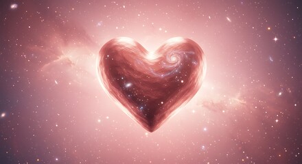 Obraz premium Cosmic Heart: Galaxy Within, Pink Nebula Glow AI Generated