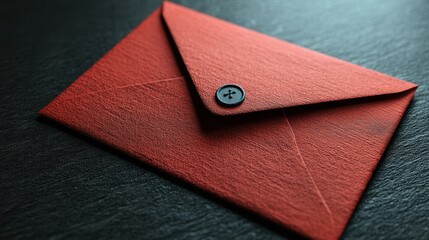 Elegant Red Envelope on Dark Background with Button Closure