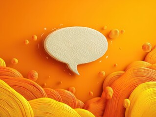 Bright Orange Background with Speech Bubble and Abstract Swirls