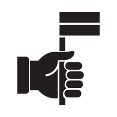 Hand holding flag icon. Icon symbol suitable for win, won, winner, victory, success, independent, freedom, country. Flat solid icon