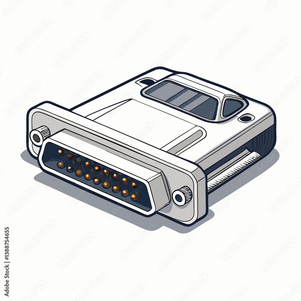 Poster create a bold vector illustration of a car's ecu undergoing diagnostics, showcasing connectors and c