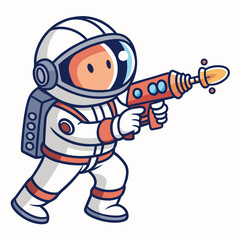 Create a bold, vector illustration of a cartoon astronaut, emphasizing strong, thick outlines.  The style should be playful yet robust.