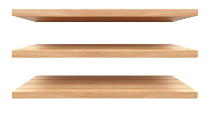 Isolated Wooden Shelf Background for Product Display Abstract Realistic Illustration