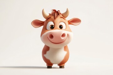 Obraz premium Cute Cartoon Cow Standing and Smiling with Happy Expression