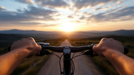 Sunset bike ride on a country road