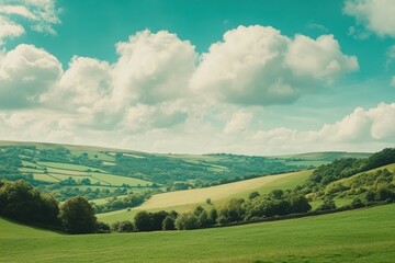 Obraz premium A beautiful and picturesque landscape featuring rolling hills and sky