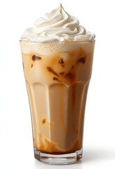 Creamy and indulgent iced coffee drink with whipped cream