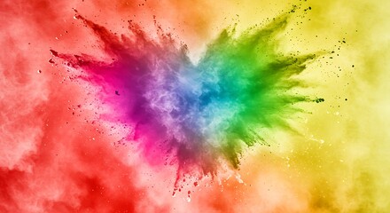 Fototapeta premium Rainbow Dust Explosion: Vibrant Color Burst AI Generated