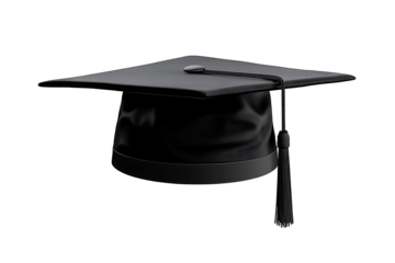 Black graduation cap isolated on transparent background. High quality PNG file