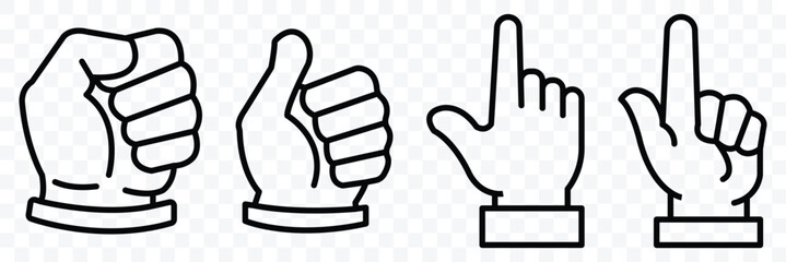 hand symbol icon set. Black silhouette human hand icon. Vector illustrator. 
