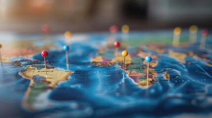 A world map with pins showing locations of global business operations.