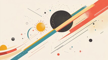 Obraz premium Abstract cosmic pattern background with planets, stars and geometric lines