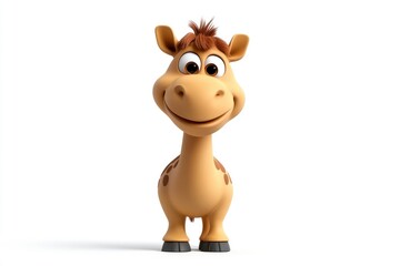 Fototapeta premium Cartoon Giraffe Standing with a Friendly Smile and Playful Expression