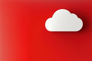 White Cloud Icon on Red Background Minimalist Design Simple Clean Modern Graphic Element Digital    