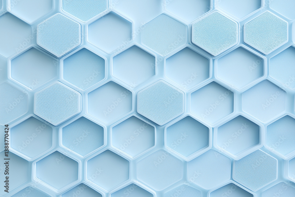 Poster abstract light blue background with hexagon shapes for a medical technology presentation