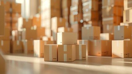 Abstract logistic background with stacked boxes and logistics equipment. minimalist,