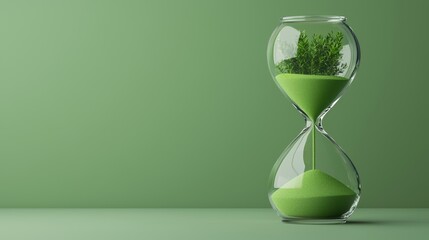 Surreal hourglass transformation nature's essence visual art minimalist environment close-up viewpoint concept of time and growth