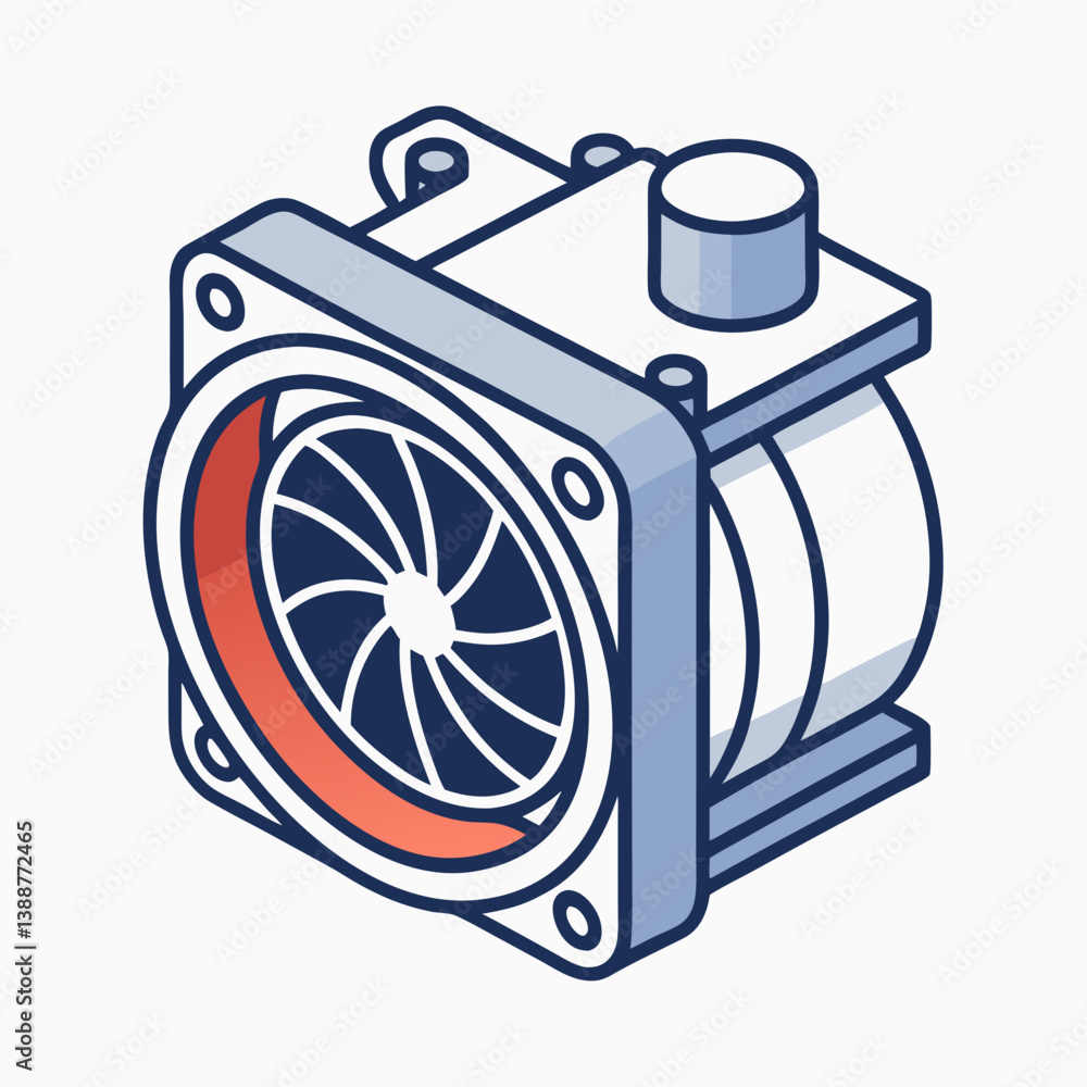 Poster create a vector illustration of a mass airflow sensor with a bold, black stroke, emphasizing its int