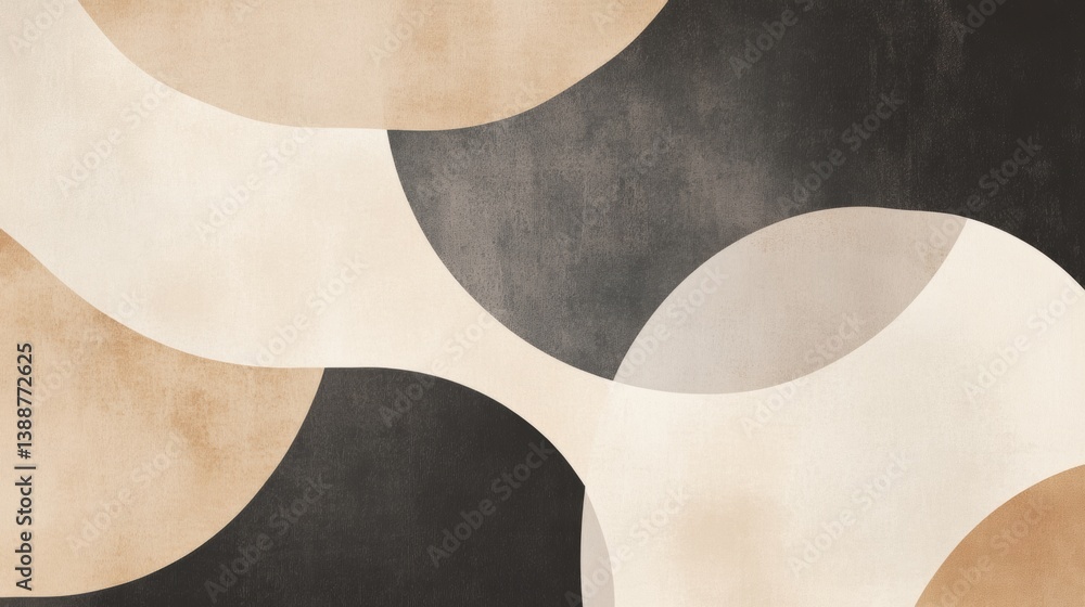 Poster Structured minimalistic pattern of abstract layered shadows creates depth with neutral tones in modern design