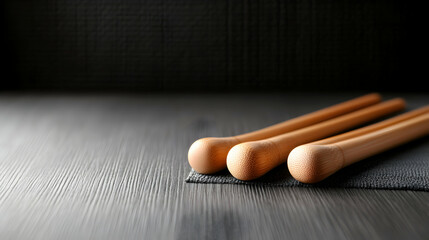 Wooden Mortar and Pestle on Dark Surface